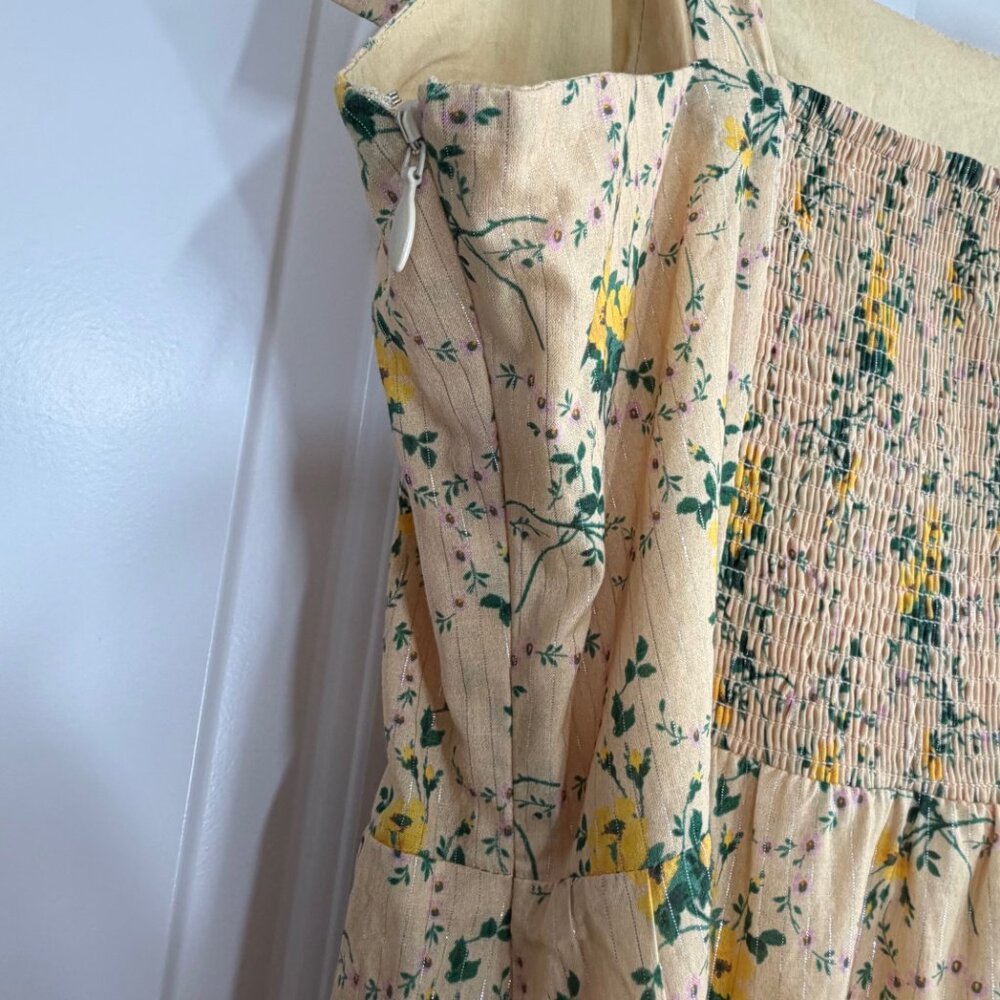 Revolve Paige Tamika Yellow Floral Tie Strap Midi Dress Size Small - Picture 11 of 15